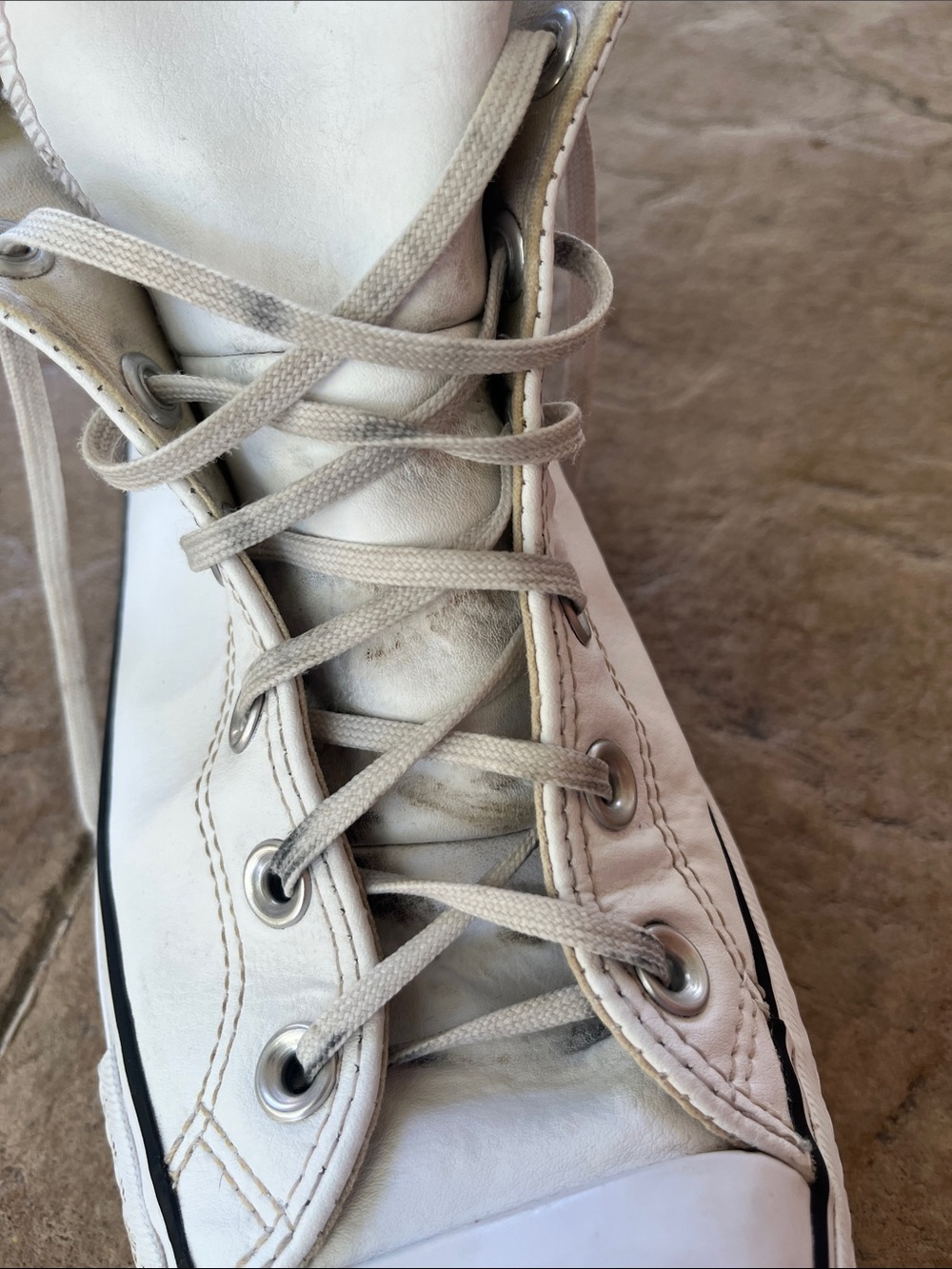 Converse White Leather High Top All Star Sneakers - Picture 8 of 8